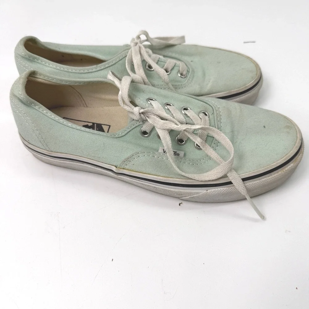 Vans‎ Authentic Sneakers Women 6.5 Mint Green Canvas Skate Shoes Indie Boho